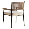 Modern Metal Frame Dining Chair With Armrests Light Seat Cushion And Striped Backrest