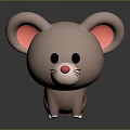 Cute 3D Cartoon Mouse Character With Big Pink Ears Red Nose And Black Eyes