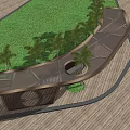 Curved grid gallery pavilion 3d model