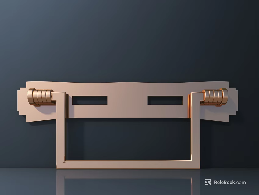Elegant Brass Door Handle With Symmetric Design And Polished Metallic Finish 3d model 