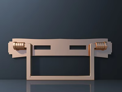 Elegant Brass Door Handle With Symmetric Design And Polished Metallic Finish 3d model