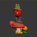 Halloween Cartoon Characters With Pumpkin Devil Sunflower Witch Hat And Mushroom 3d model