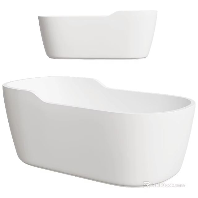 Modern White Freestanding Bathtub Interior Design With Smooth Curved Surface 3d model