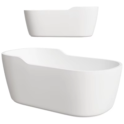 Modern White Freestanding Bathtub Interior Design With Smooth Curved Surface 3d model