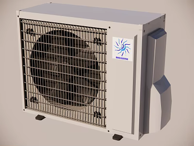 Industrial Air Conditioner Fan With Metal Grille And White Casing Design 3d model