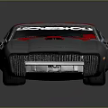 Classic Dodge Muscle Car Featuring Gray Body Red Hood And Roof Stripe Design