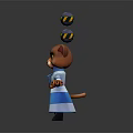 Cartoon Cat In Blue And White Striped Coat Juggling Yellow And Black Striped Balls