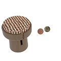 Modern Wooden Stool With Patterned Seat And Cylindrical Legs Vertical Slit Design