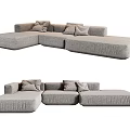Light Gray Fabric Sectional Sofa With Modular Design And Plush Cushions 3d model