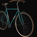 Vintage Green Bicycle With Brown Leather Seat And Classic Spoked Wheels