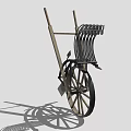 Decorative Vintage Wooden Wheelbarrow Garden Ornament with Black Components and Wheel