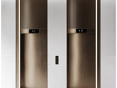 Modern Elevator Lobby Design With Metallic Doors And Control Panel 3d model