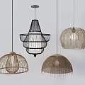 Modern Woven Rattan Pendant Lights with Dome Shaped and Layered Designs for Minimalist Interior Decoration