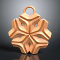 Snowflake Shaped Copper Colored Jewelry Pendant With Geometric Design And Shiny Surface