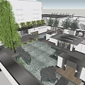 Traditional Modern Garden Landscape With Water Pond Stone Pathway Greenery And Modern Building