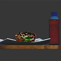 Delicious Fresh Wrap With Vegetables Tomato And Mint Leaves On Wooden Tray With Red Beverage