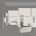 Modern Minimalist Clothing Store Interior With Hanging Clothes Mannequin And Display Stand