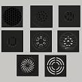 Bathroom Accessories Modern Square Floor Drains With Various Pattern Designs 3d model