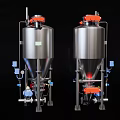 Industrial Equipment Stainless Steel Vertical Tanks With Orange Top Components And Piping System