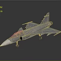 Gray Fighter Jet Model With Sharp Nose Cockpit And Landing Gear On Dark Background