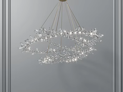 Modern Crystal Chandelier With Circular Spiral Design And Sparkling Illumination Effects 3d model