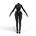 Black Tactical Full Body Suit With Long Sleeves Gloves And Utility Belt