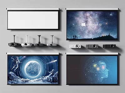 Projection Monitoring System With High Quality Projectors Screens And Surveillance Cameras 3d model