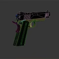 Classic Black And Copper Pistol With Textured Grip And Metallic Shine