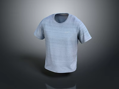Light Blue Striped Texture Short Sleeve Round Neck Casual T shirt Design 3d model
