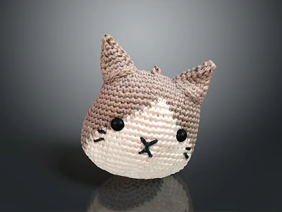 Handmade Crocheted Cat Plush Toy With Cute Face And Soft Texture 3d model