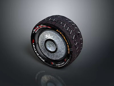 High Performance Car Tire With Deep Tread Pattern And Durable Metal Rim Design 3d model