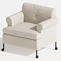 Modern Beige Fabric Single Sofa With Comfortable Armrests And Black Legs Design 3d model