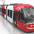 Sleek Red and White Modern Tram Featuring Large Front Windshield and Electric Design 3d model
