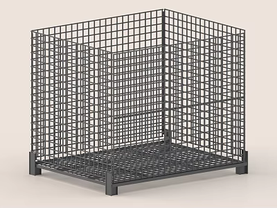 Industrial Metal Grid Storage Cage with Sturdy Frame for Heavy Duty Industrial Use 3d model