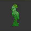Detailed White Cockatoo With Yellow Crest Standing On Tree Stump Statue
