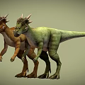 Two Colorful Dinosaurs With Spiked Heads In Standing Posture