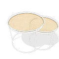 Two Round Nesting Coffee Tables With Light Wood Tops And Metal Frames 3d model