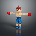 Wooden Male Boxing Toy Figure With Red Gloves Blue Shorts And Shirtless Torso
