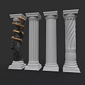 Decorative Columns With Gold Spiral Accents Sleek White And Twisted Patterns Design