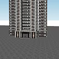 Modern Luxurious Entrance Gate Of High Rise Apartment With Glass Doors Stone Decorations And Lighting