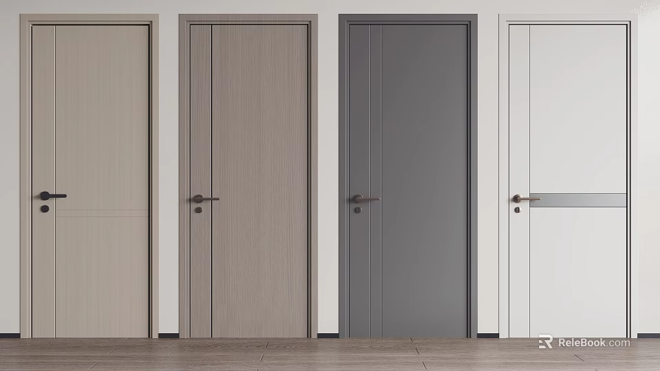 Modern Hinged Doors in Various Colors for Home Interior Design Options 3d model