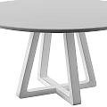 Modern Round Wooden Table With Black Geometric Legs And Smooth Tabletop