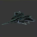 Futuristic Black Scifi Aircraft Model With Purple Accents And Sharp Wings