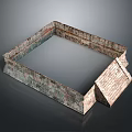 Ancient Architecture Square Stone Base With Textured Surface And Step Design 3d model