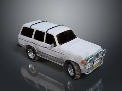 Vintage White SUV With Roof Rack Dark Windows Off Road Tires And Retro Design Features 3d model