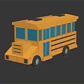 Yellow School Bus 3D Model With Blue Windows And Black Wheels 3d model