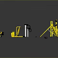 Yellow And White Equipment Tools Tripods Stands And Crossbars For Installation Support