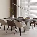 Elegant Modern Marble Dining Table Set With Stylish Upholstered Chairs For Bright Minimalist Dining Space