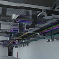 Installation of motor pipe in building construction 3d model