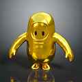 Golden Shiny Cartoon Creature Character With Round Body And Black Eyes